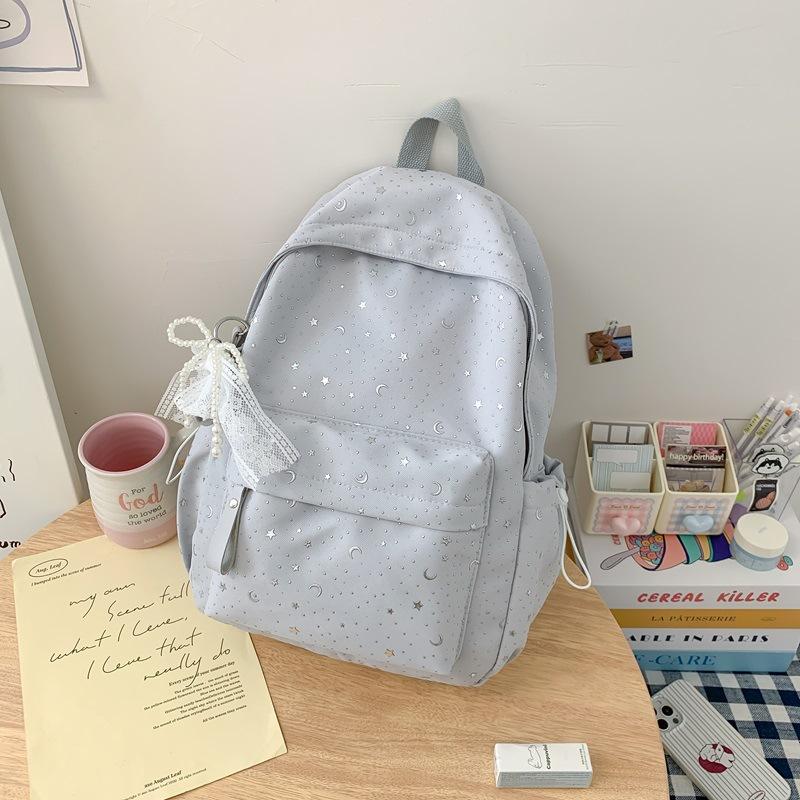 School Bag New School Bag, Stylish Korean Style INS Girly Casual Travel Lightweight Backpack, Starry Sky Student Backpack
