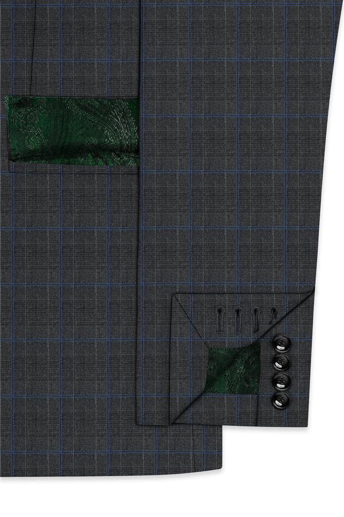 Cape Cod Gray Super Fine Checkered Double Breasted Wool Rich Blazer