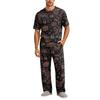 Men's Home Pajama Set, Short Sleeve Top and Long Pants with Button Fly and Drawstring Waist