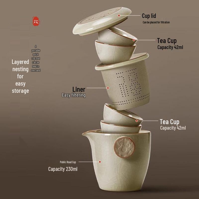 Naijiang Portable Ru Kiln Travel Tea Set