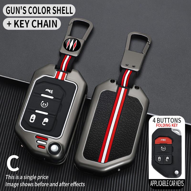 Zinc Alloy Car Key Case For Jeep Gladiator Jt Sahara Jlu Jk Wrangler Jl Rubicon Accessories