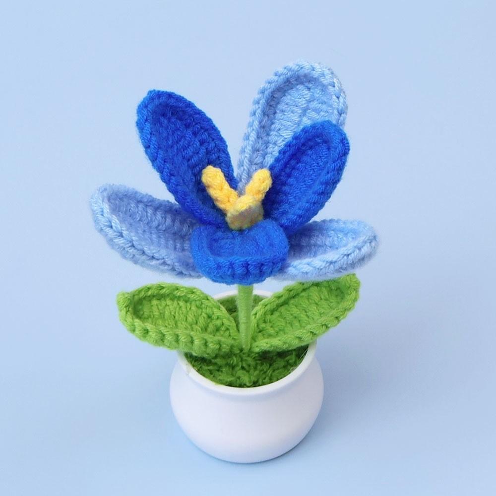 Hand-Knitted Wool Fake Flowers Set: Sunflower, Carnation, Tulip - Desktop Decor, Teacher/Student Gift, Everlasting Bouquet