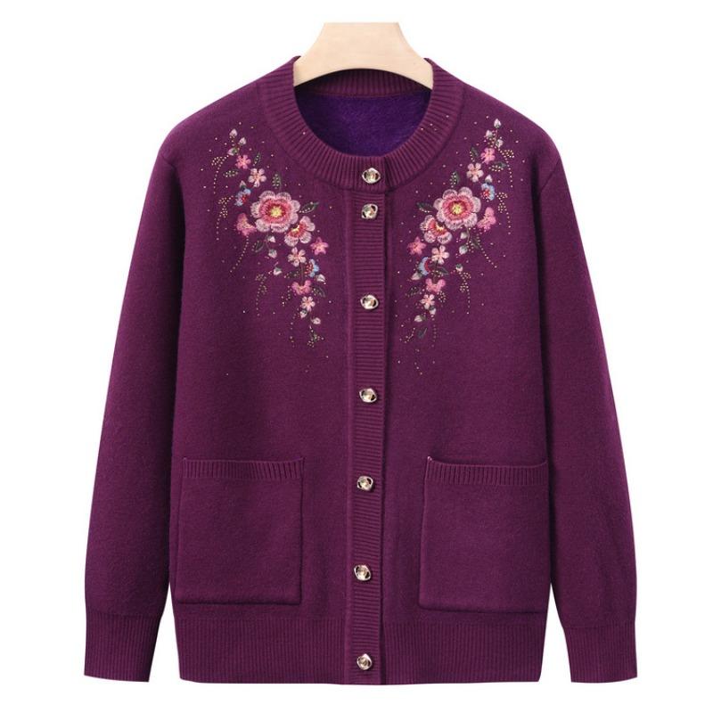 Grandma winter clothes new bottoming shirt women middle-aged and elderly knitted sweater temperament mother cardigan top old lady clothes