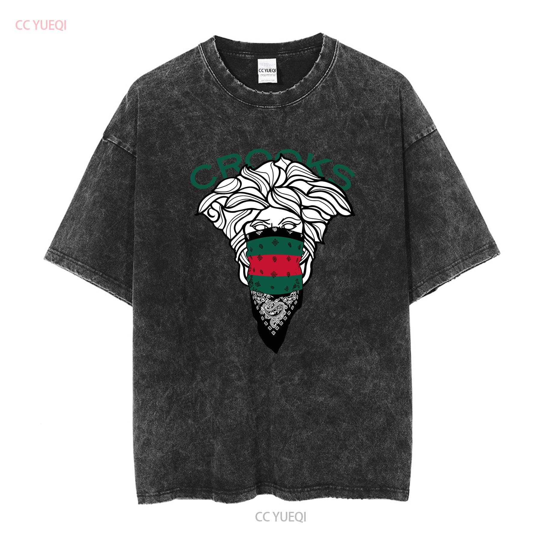 

Crooks Castles Old Bandito T shirt White vintage Washed Breathable Comfortable Casual graphic homme Stylish Versatile Unisex M