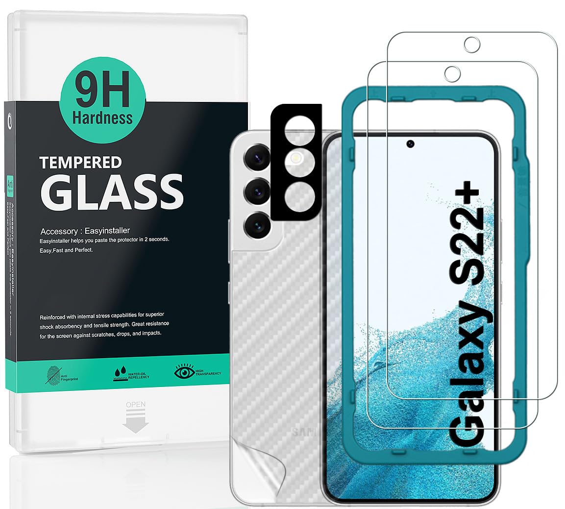 

Ibywind Glass Film Tempered Glass Protective Film Set of 2 for Samsung Galaxy S22 Plus 5G Comes with Camera Lens Protector Comes with Back Protective