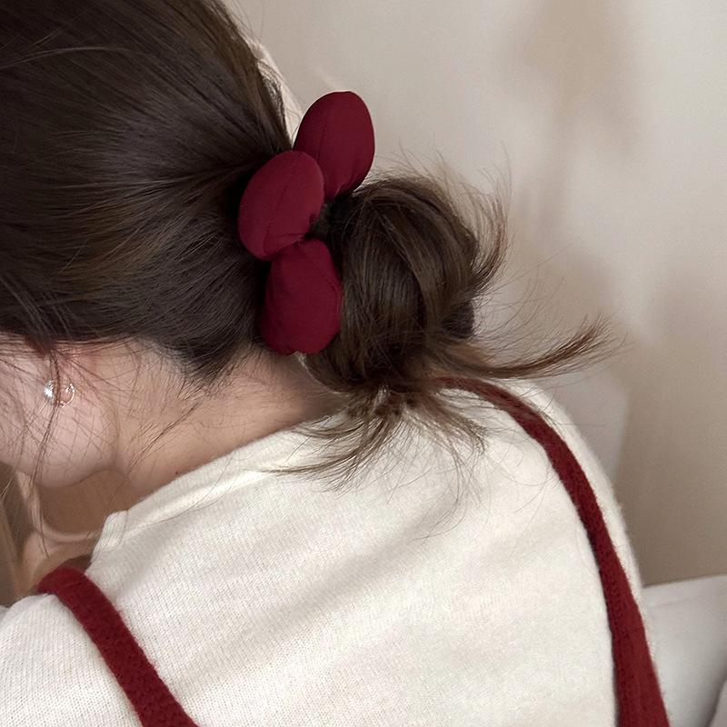 Korean Style Cotton Cute Little Flower Scrunchie for Women Love Bow Plaid Pattern Hair Rope Elastic Hair Band Hair Accessories