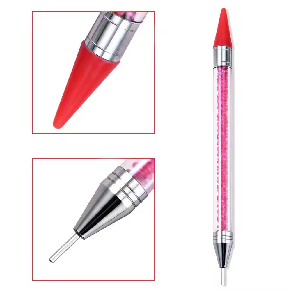 LINMANDA Double Ended Rhinestone Crayon Nail Art Rhinestone Extractor Gemstone Dotting Pen Suitable for Home DIY and Nail Salons красный
