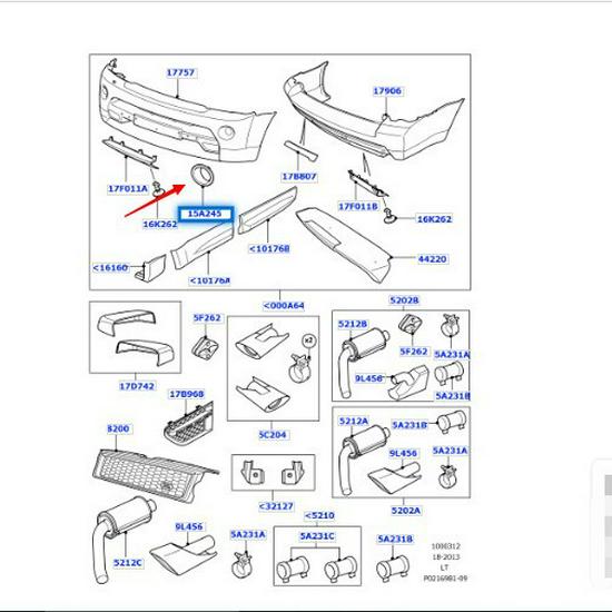 כיסויי פנס ערפל LR019637/LR019636 מתאימים לדגמי Land Rover Range Rover Sport משנת 2010-2013.