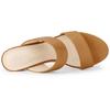Allegra K Women's Summer Slide Mule Sandals with Block Heel and Open Toe, Camel, Size 23.5cm