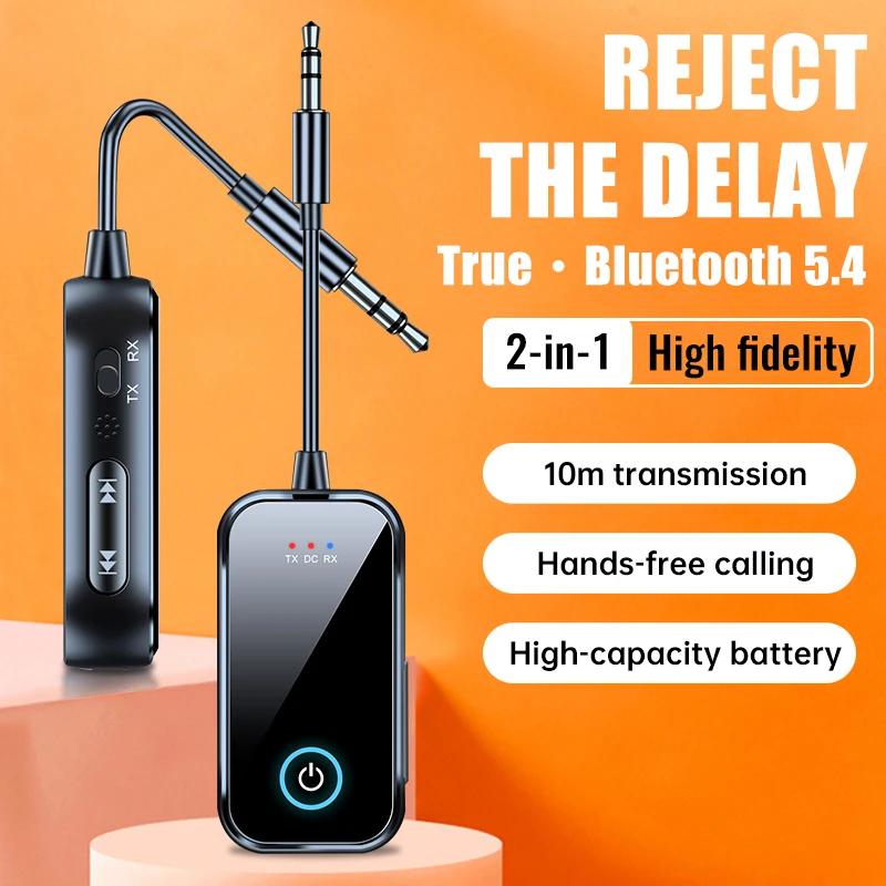 2 in 1 Bluetooth 5.4 Audio Transmitter Receiver 3.5mm AUX Jack Stereo Music Wireless Audio Adapter for TV Car Speaker PC Headphone