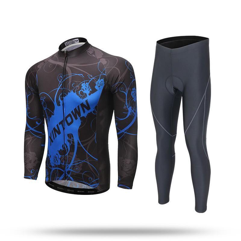 XINTOWN Mens Fleece Cycling Set Winter Long Sleeve Thermal Bike Riding Outfit
