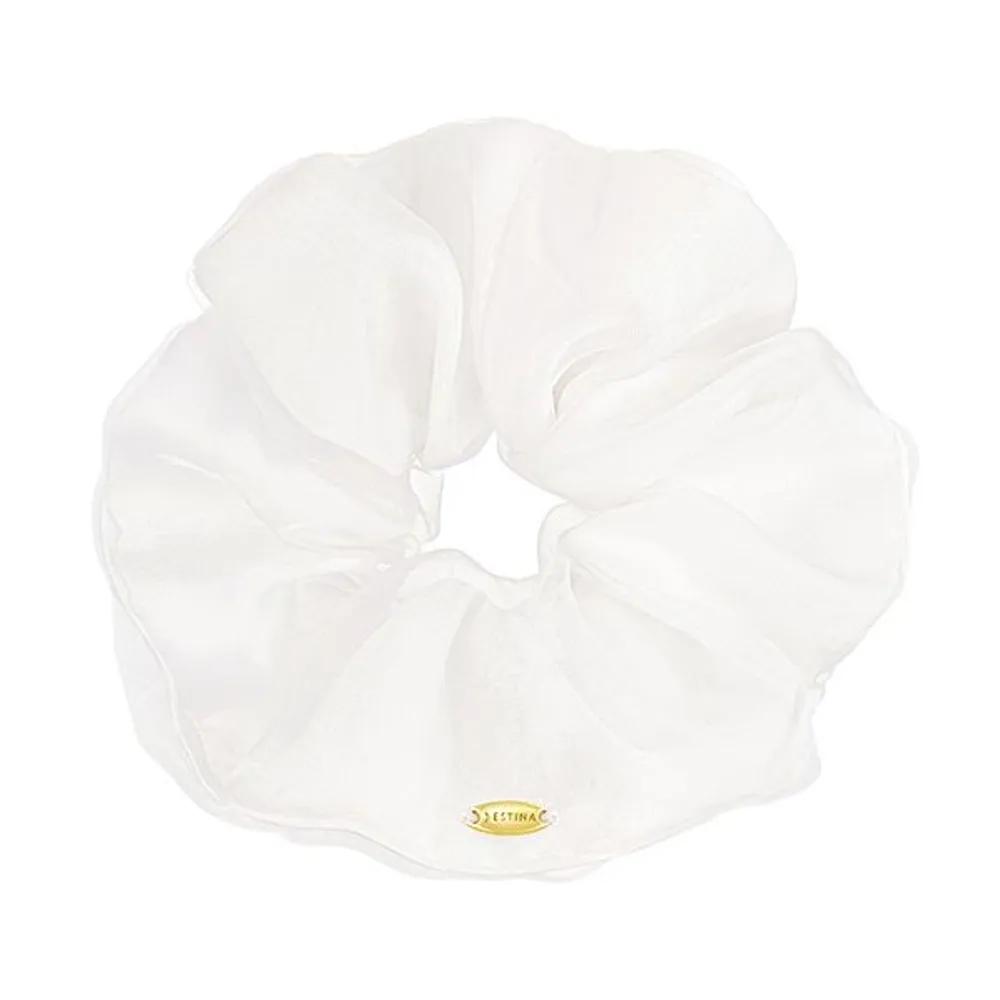 LALA J Organza Hair Scrunchie - Pure White (JALJHS2BF817FA000)