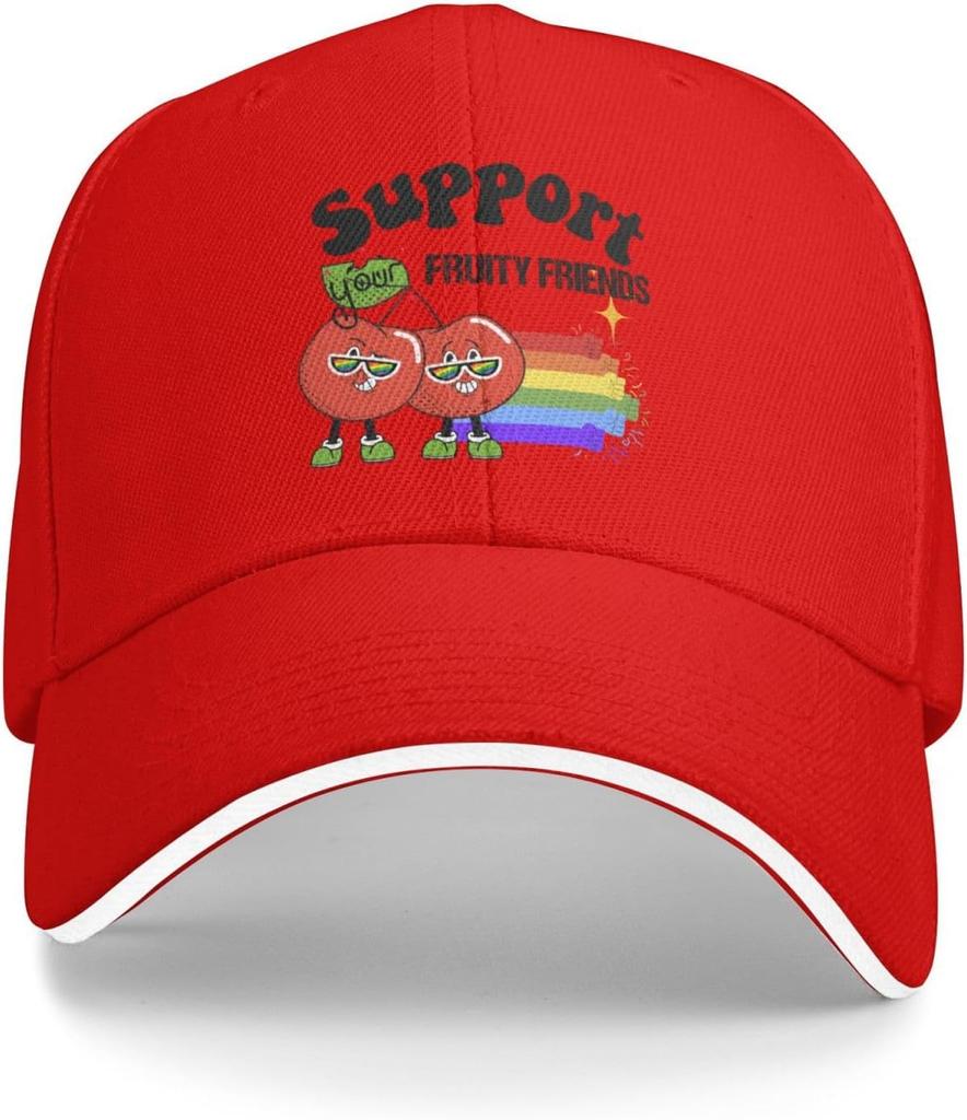 Support Your Fruity Friends LGBT Pride Rainbow Baseball Cap Polyester Adjustable Casual Hat