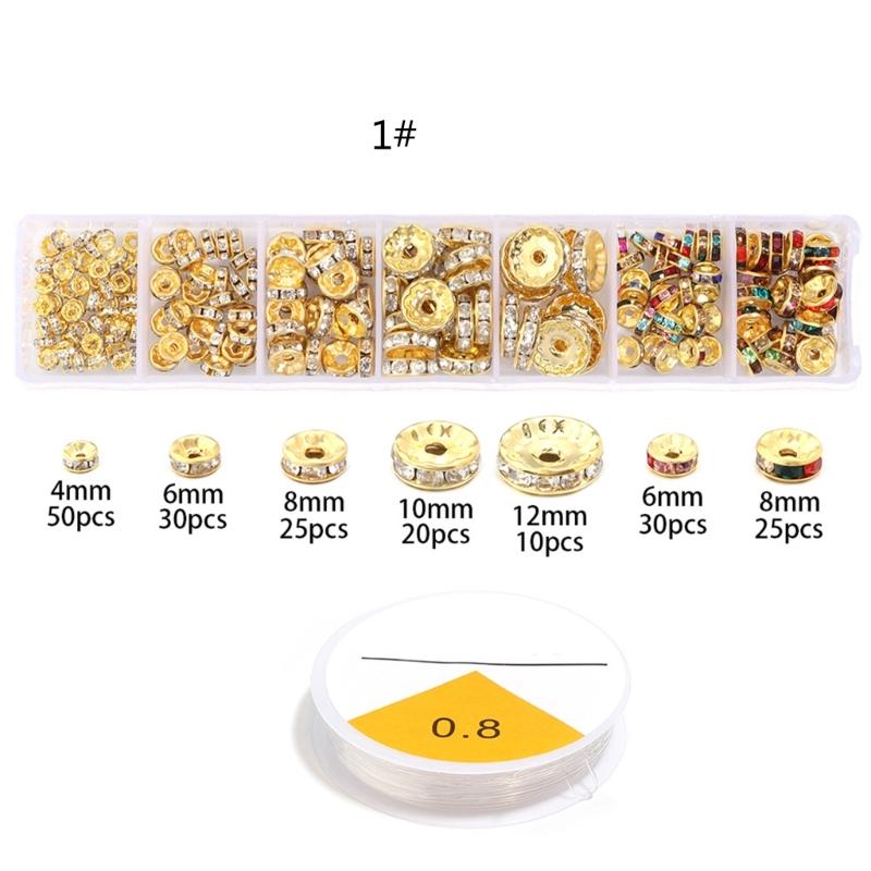 Rhinestones Rondelle Spacer Beads Delicate Rondelle Beads with Sparkling Crystals for Elegant Jewelry Creations