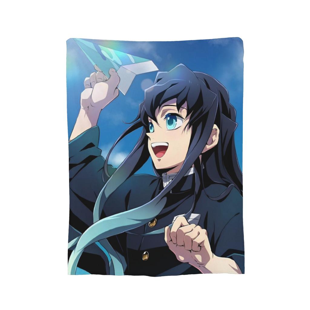 Mist Hashira Muichiro Tokito Fleece Throw Blankets Anime Blanket for Bed Outdoor Super Soft Bed Rug,