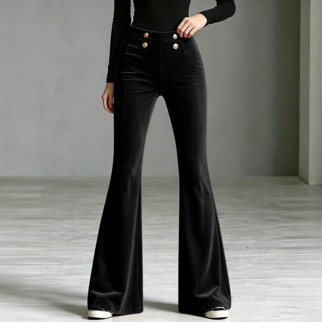 Stijlvolle Damesbroek met Hoge Taille, Slim Fit, Uitlopend, Casual, in Kleuren