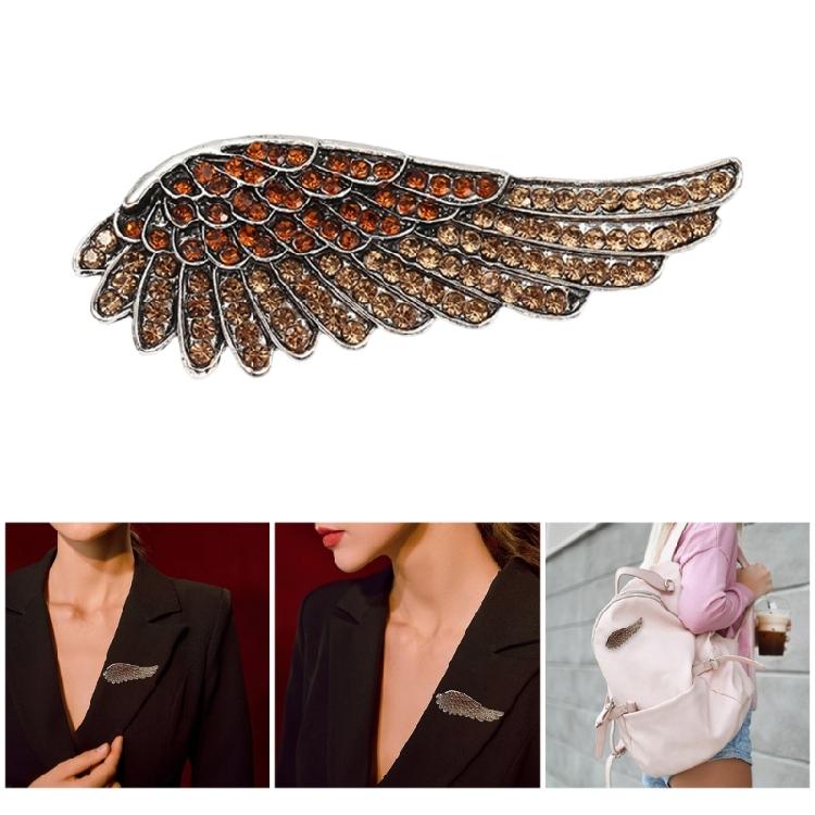 Elegant Vintage Inspired Angel Wing Jewelry Pin with Sparkling Crystal Stylish Rhinestones Brooch Clothing Accessories