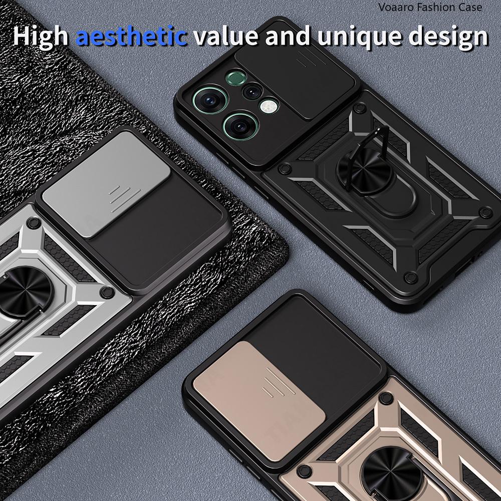 Slide Lens Armor Funda for OPPO Reno14 Pro F 5G Case for Reno14 F Reno 14 Pro 14F Case Magnetic Ring Stand Holder Cover Capa