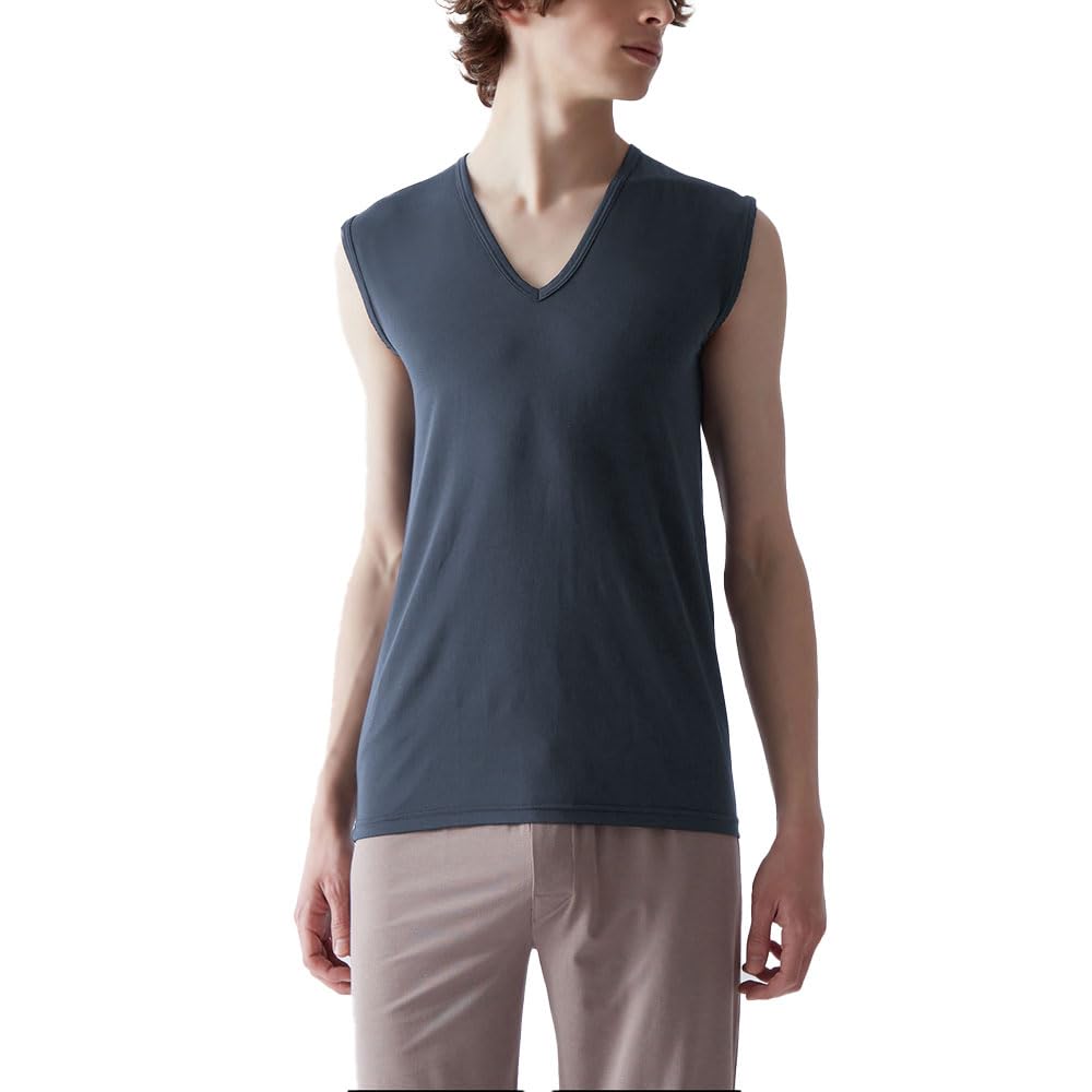 

Acedron Рукав Мягкий Эластичный Тип Дышащий Джерси L [Gunze] Рубашка с V-образным вырезом, Материал, MCA618, Мужская, Темно-синий,