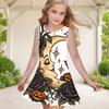 Girls Round Neck Sleeveless Printed A Line Flared Hem Dress