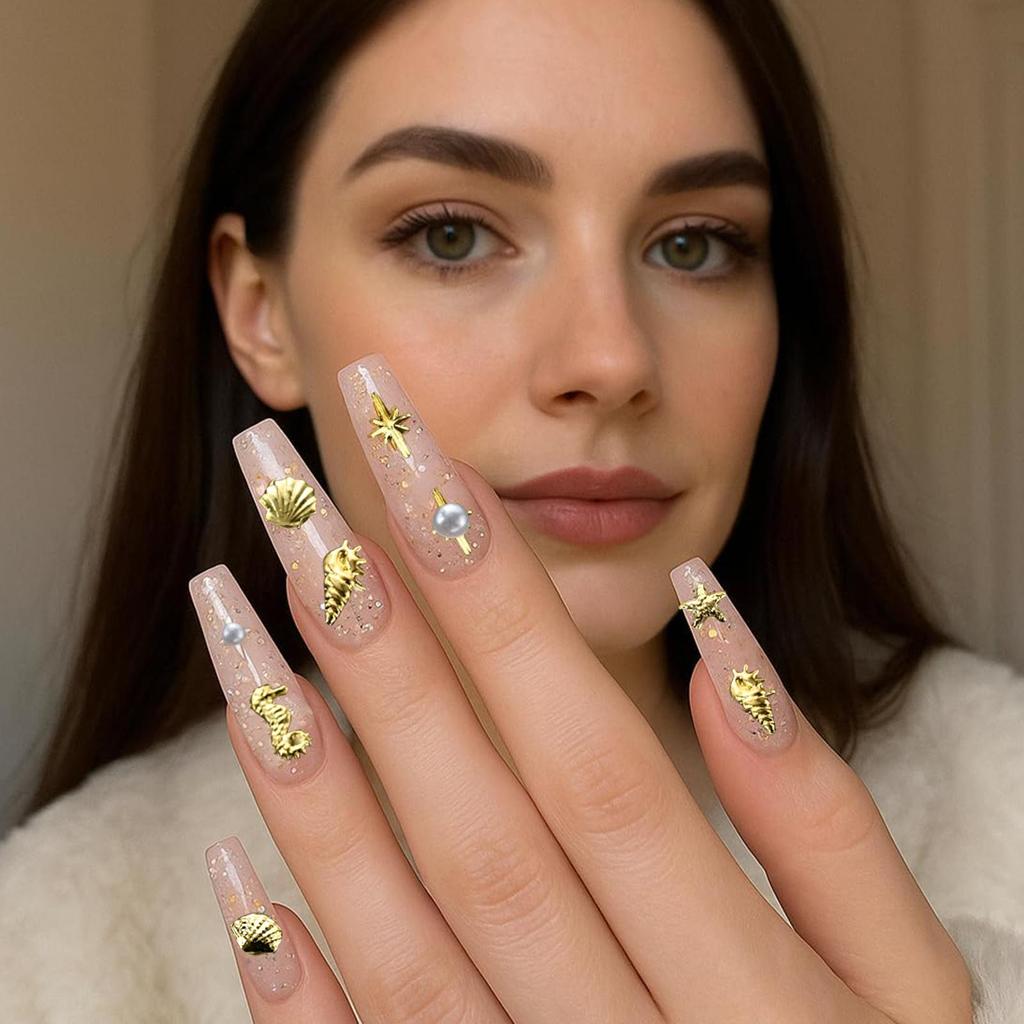 1 Set Sea Theme 3D Nail Decorations Set Strass Ongle Themed Nail Decorations DIY Manicure Salon Tools Decorations