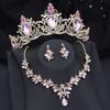 Water Drop Bridal Jewelry Sets Luxury Tiaras Crown Necklace Earrings Wedding dress Dubai Jewelry Set Costume accessories