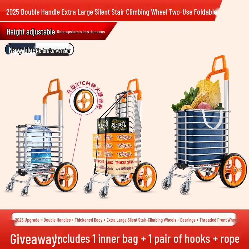 Giantex Folding Stair Climbing Grocery Cart - Lightweight, Portable & Hand-Pulled for Seniors