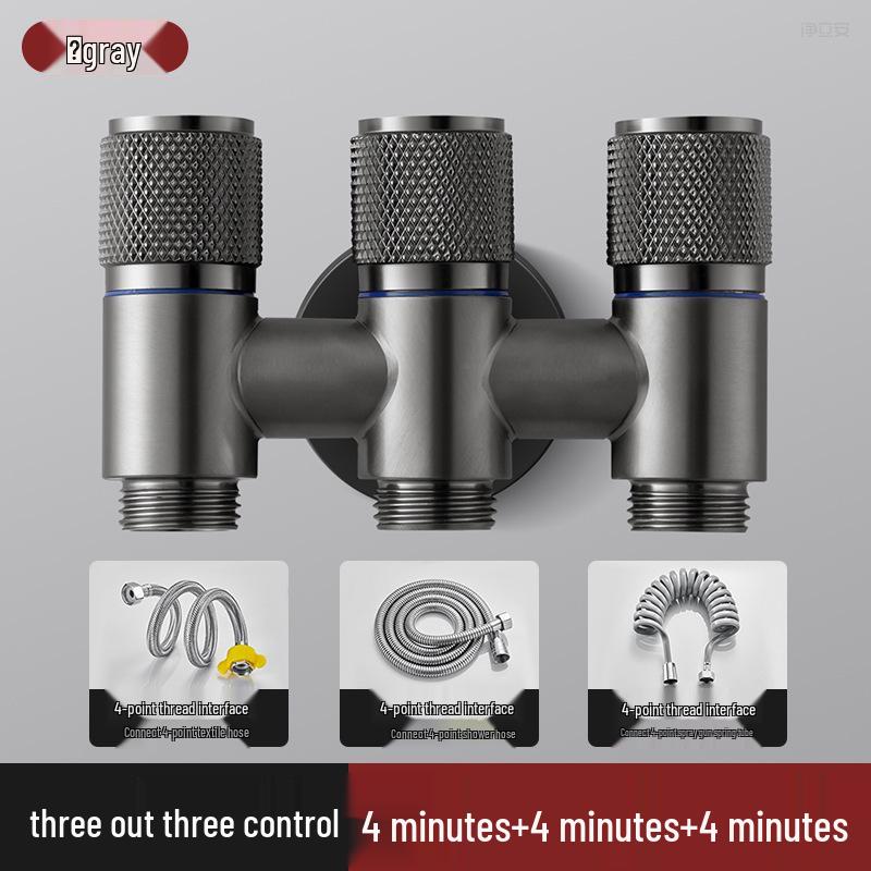 All-Copper Three-Way Diverter Valve with Triple Control Angle Faucet