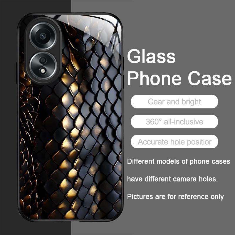 Art Black Golden Scale Texture Printed Tempered Glass Phone Case for Xiaomi 14 Pro+ 15 Ultra 15T 14T 13 12 11T Lite 10 5G Cover