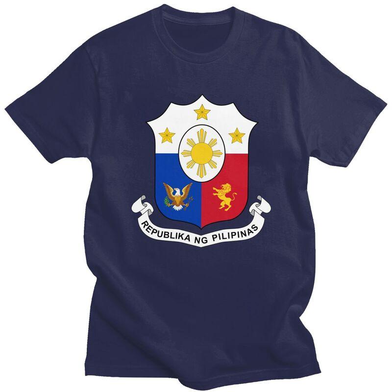 Custom Coat Of Arms Of Philippines Tshirts for Men Short Sleeves Leisure T Shirt Philippine Flag Tshirts 100 Cotton Tee Gift