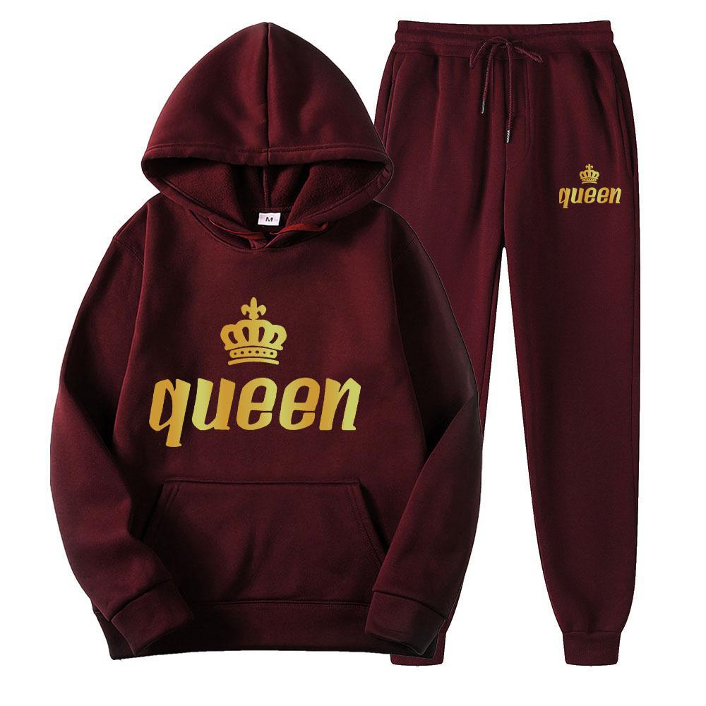 Couple Hooded Sweatshirt Set - Queen & King Band Long Sleeve Sportswear