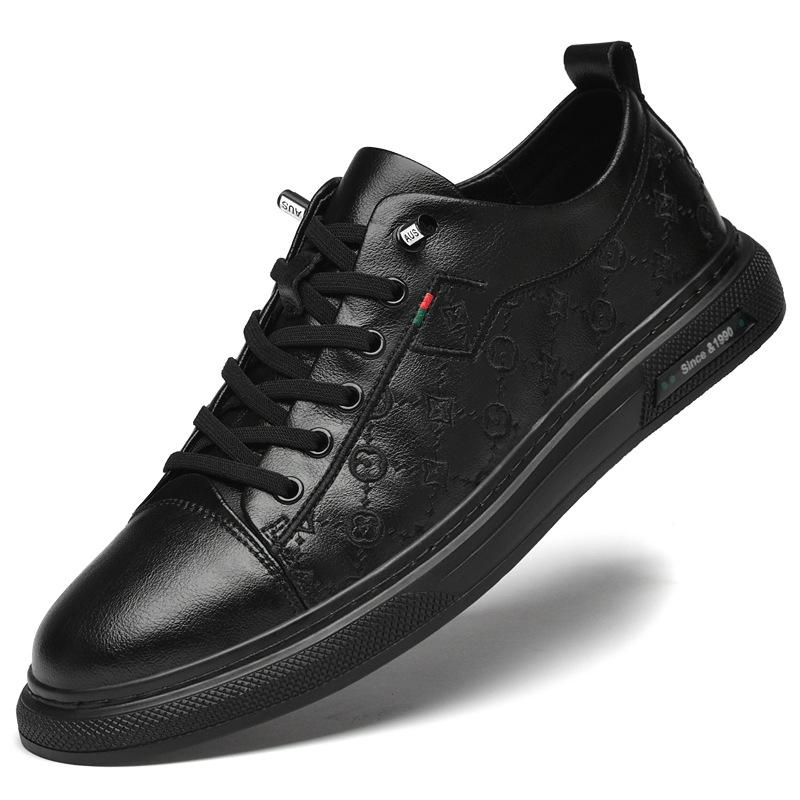 

Мужская обувь осень дышащая мужская повседневная кожаная обувь на одной педали британская спортивная обувь белая обувь обувь для скейтборда тренд 45 чёрный