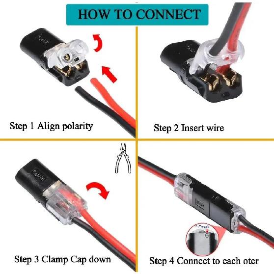 50/1Pcs Waterproof Fast Plug Double-Wire Plug-in Connector Car Electrical Cable Snap Connectors 2 Pin Way Strip Lights Terminal Plug Connectors 4