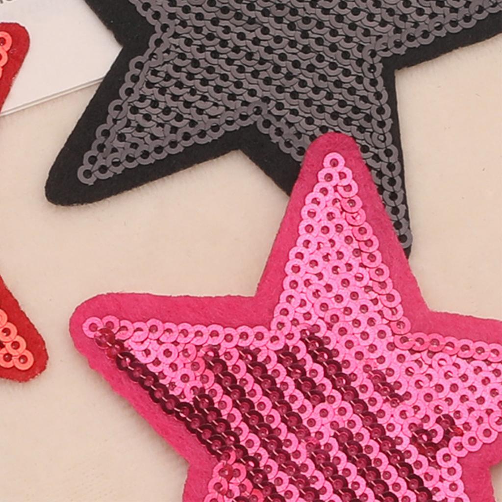 7pcs Sequined Star Patch Sewing/Stick On Fabric Applique Popular Garment Accessories For Creative Craft Project Decors