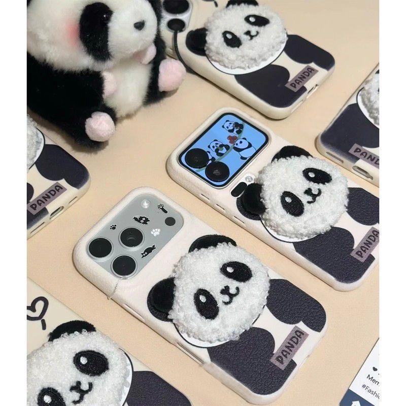 Autumn and winter panda doll suitable for Apple 17Promax mobile phone case iPhone16/15/14 all-inclusive protective case