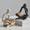 Abstracte Leesman Figuur met Gouden Boek Man Hars Beeld Sculptuur Huis Kantoor Bureau Decoratie Ornament Boekenliefhebbers Cadeau