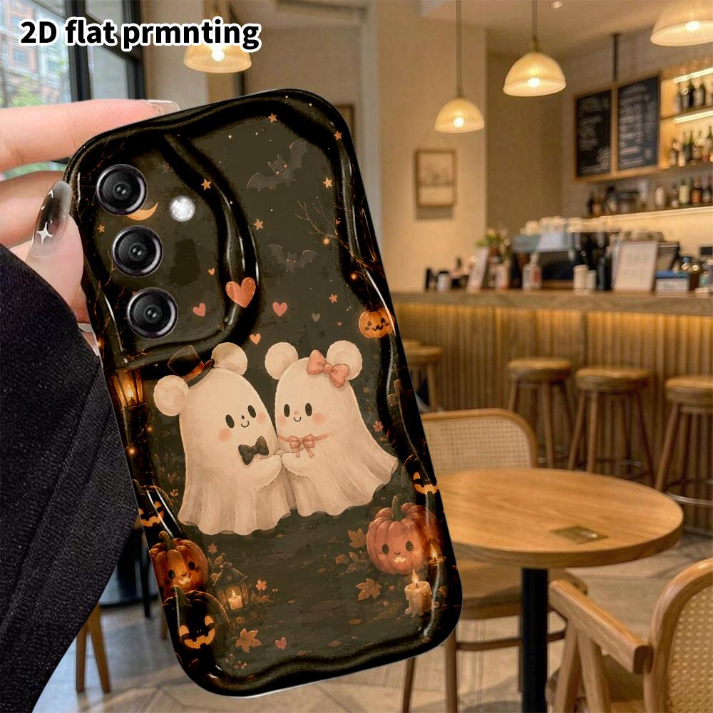 Phone Case: 2D Flat Samsung Galaxy A34 A35 M05 M06 S20 S22 S21 FE Plus 5G Protective Case, Ghost Teddy Bear, Christmas and Halloween Gifts