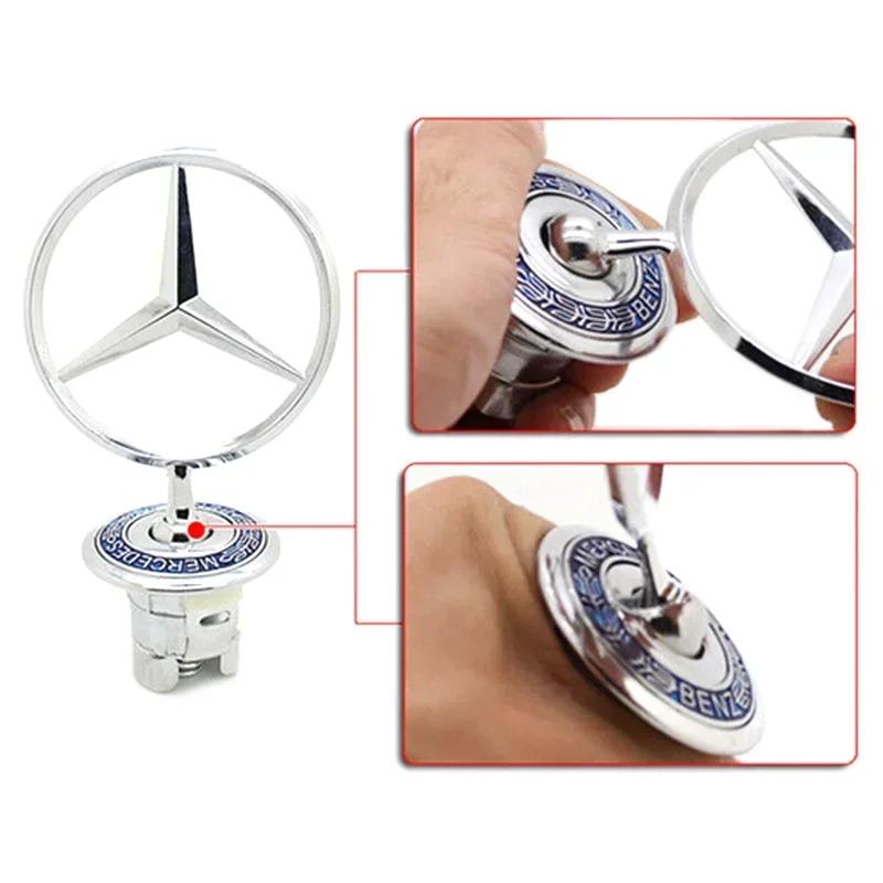 1pcs 44mm 57mm 74mm Metal For Mercedes Benz Front Hood Bonnet Head GLA GLB GLC GLE E200 E260 E300 Car Badge Emblem Accessories