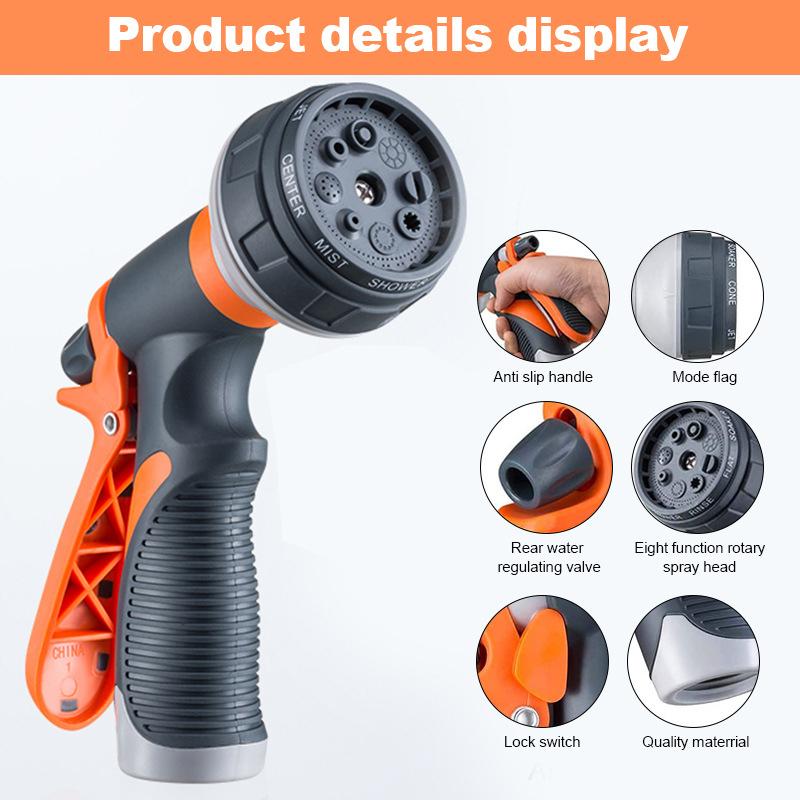 Ugello Sprayer per Tubo da Giardino ad Alta Pressione 8 Modalità di Spruzzo Irrigazione Prato Multifunzione Lavaggio Auto Robusto Portatile Doccia per Animali