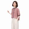 Summer 2025 Retro Embroidered Ramie Blouse: Women's Chic Color Block Age-Reducing Shirt