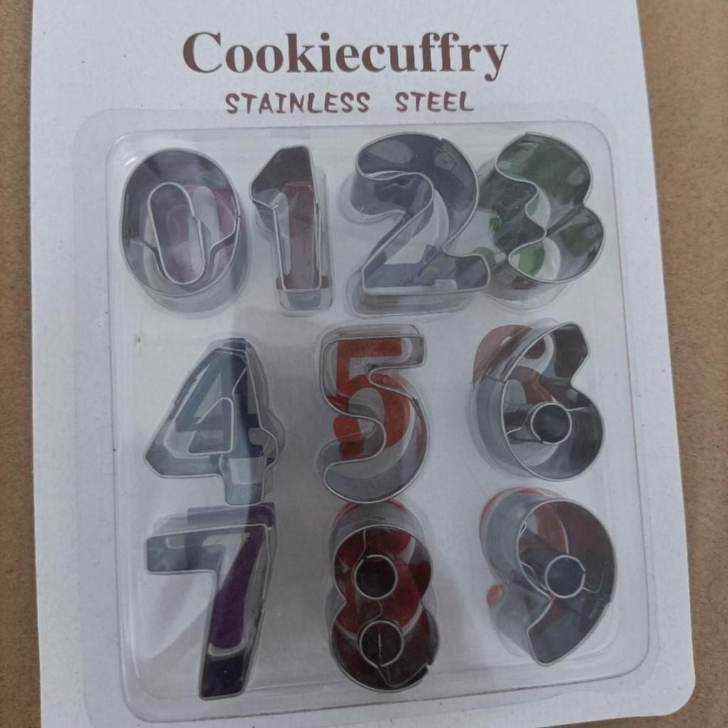 10-Piece Stainless Steel Digital Molds for Cake, Cookie, Pastry, and Fruit Cutting