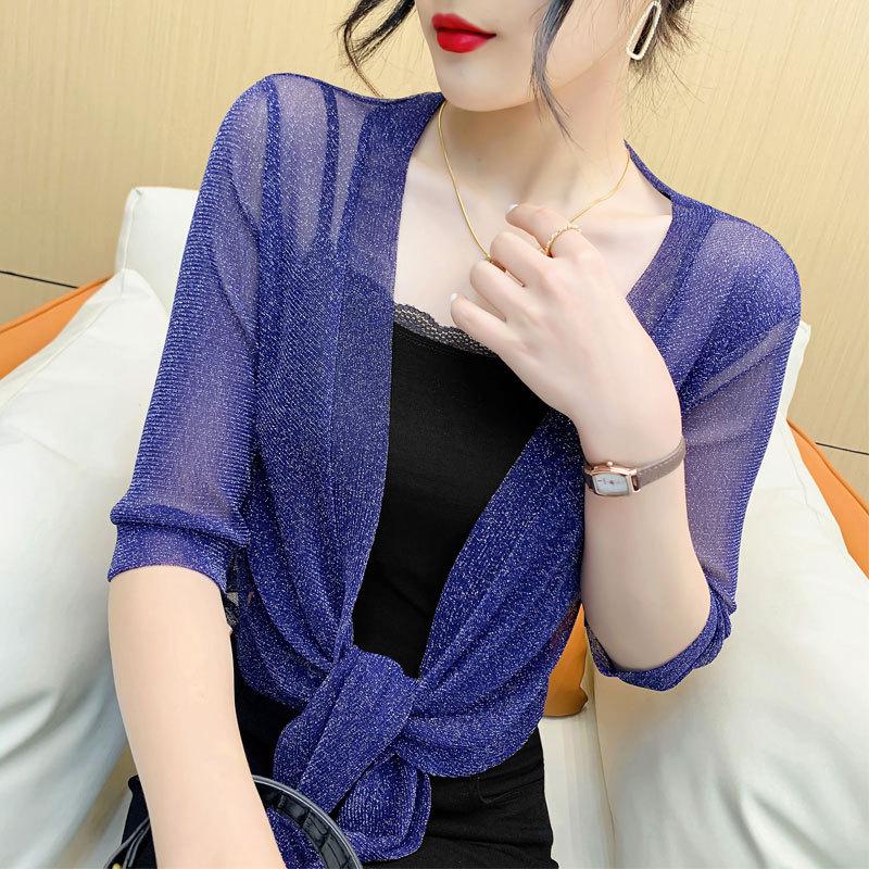 Lehký letní šál: Stylový krátký kardigan ze síťoviny, ideální k šatům
