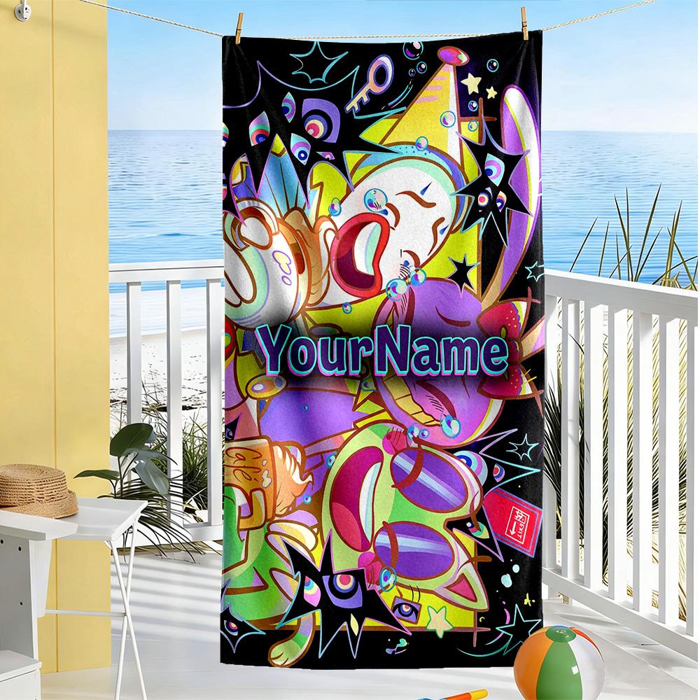 Digital Circus Customized Name Beach Towel Super Soft & Absorbent Portable for SwimmingBeachCamping Travel Beach AccessoriesGym