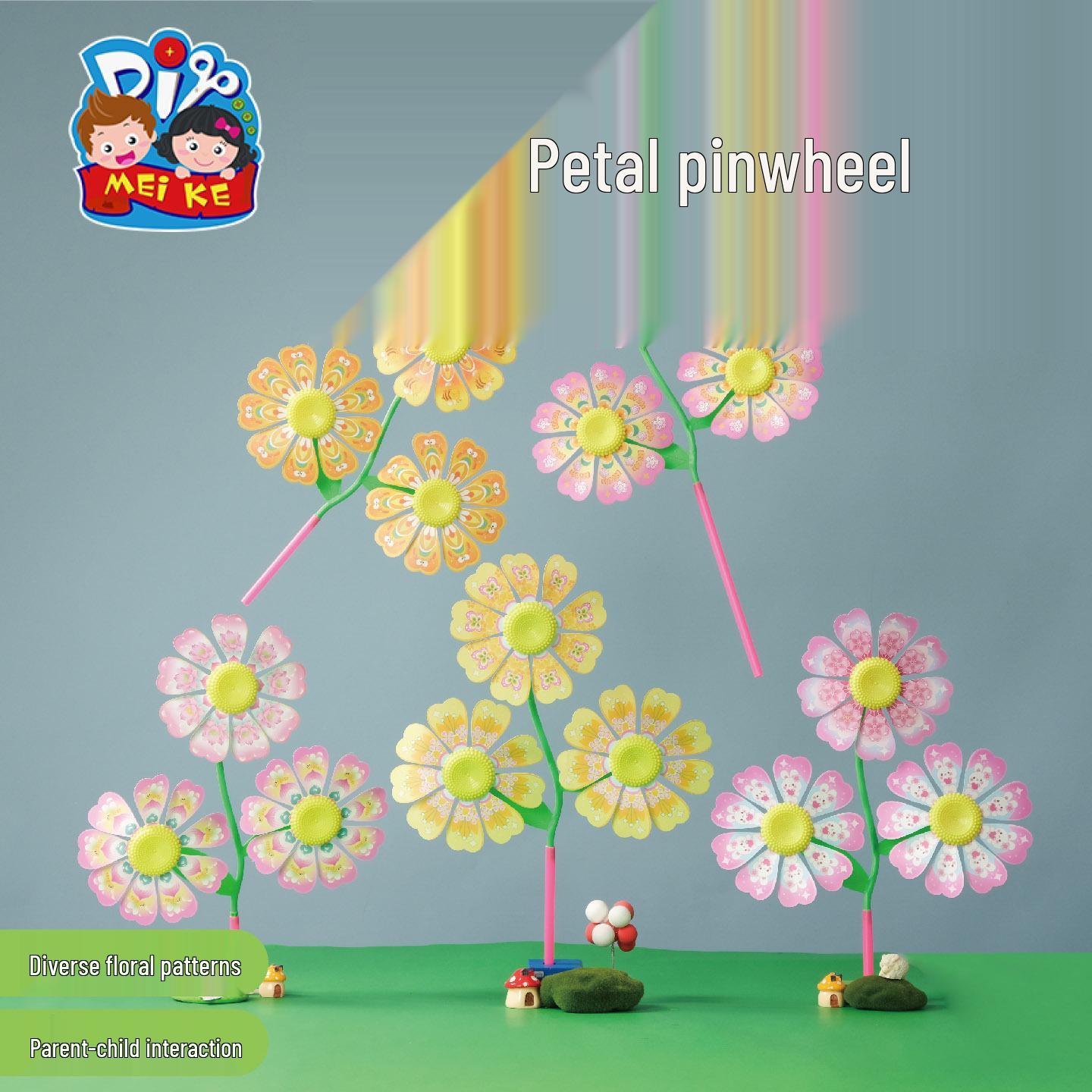 Spring Outdoor Parent-Child Petal Pinwheel DIY Kit - Handmade Children s Toy