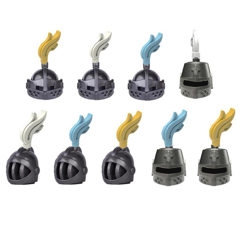 MOC Mittelalterliche Bausteine Charakter Ritter Krieger Zubehörset Helm Schulterrüstung Schild Bogen Pfeil Stein Geschenk Spielzeug X022