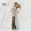 Gift for Valentine Day Wooden Texture Resin Figurine, Hand Carved Mother & Child/Family/Couple/Dog Owner Decorative Statue Office Statue,