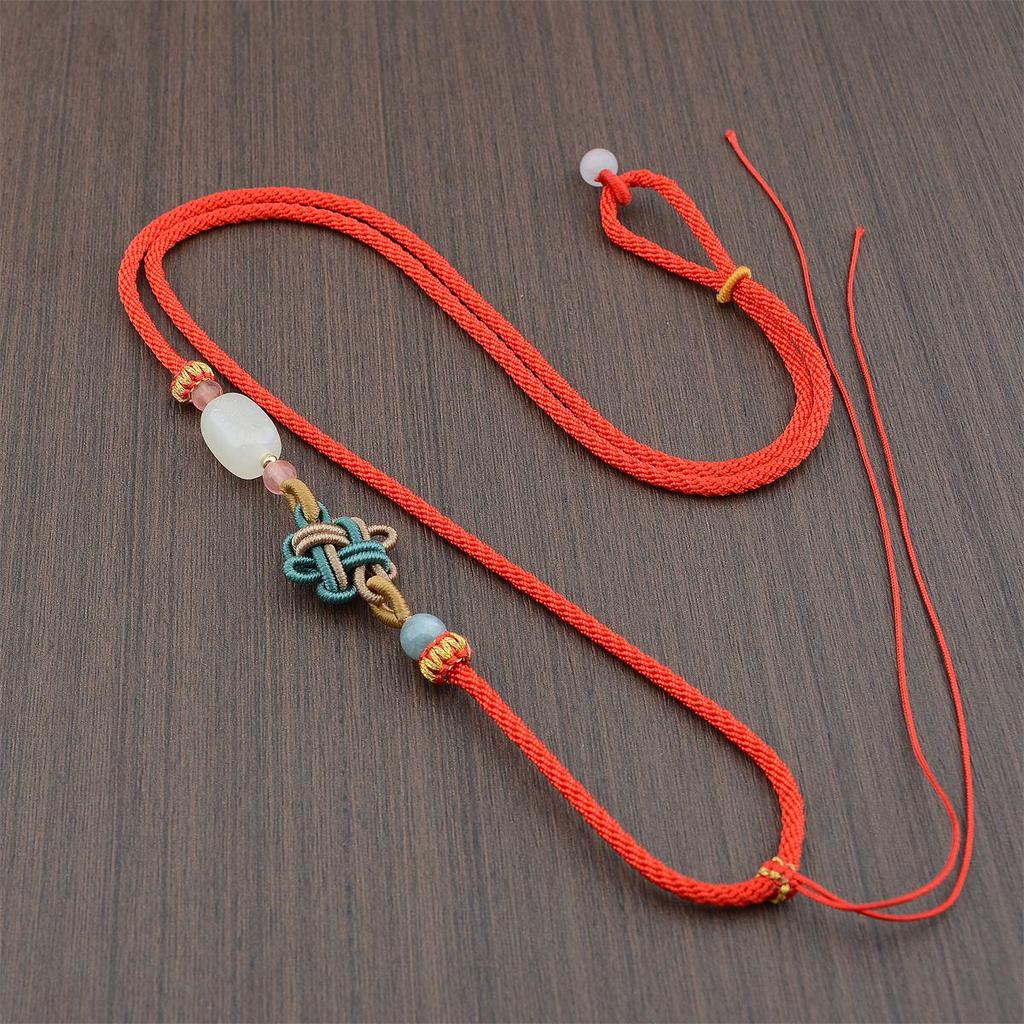 Hand-woven Jadeite Jade Pendant Lanyard with Aventurine Crystal Necklace Rope - Unisex, High-Quality.
