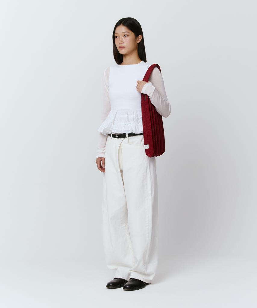 Pleatsmama New Shoulder Bag Glitter Burgundy
