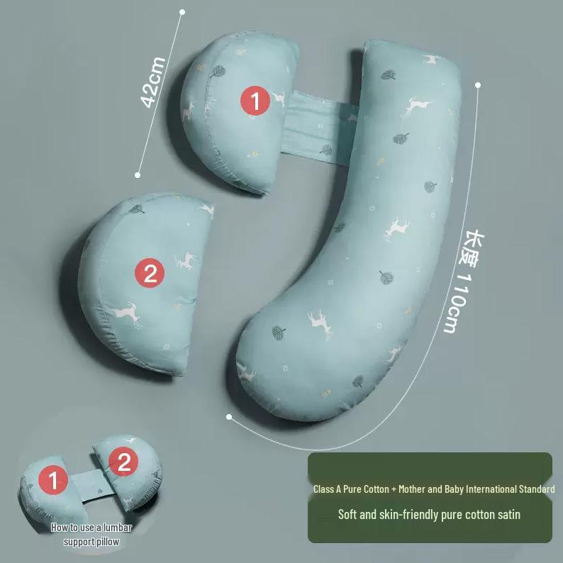 U-förmiges Schwangerschafts- und Stillkissen, waschbares Baumwoll-Lendenstützkissen