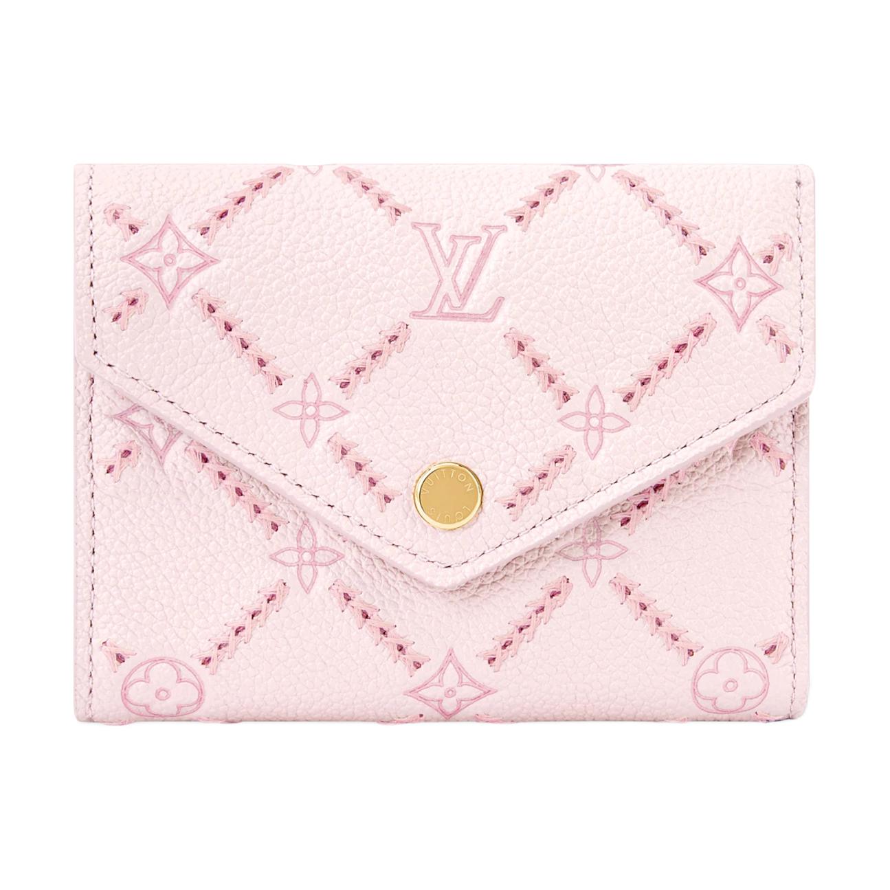 

Louis Vuitton Victorine Embroidered Detail Design Logo Leather Wallet Women wallet Pink M29476 Gift Set(Basic Set+Box+Shopping Bag)